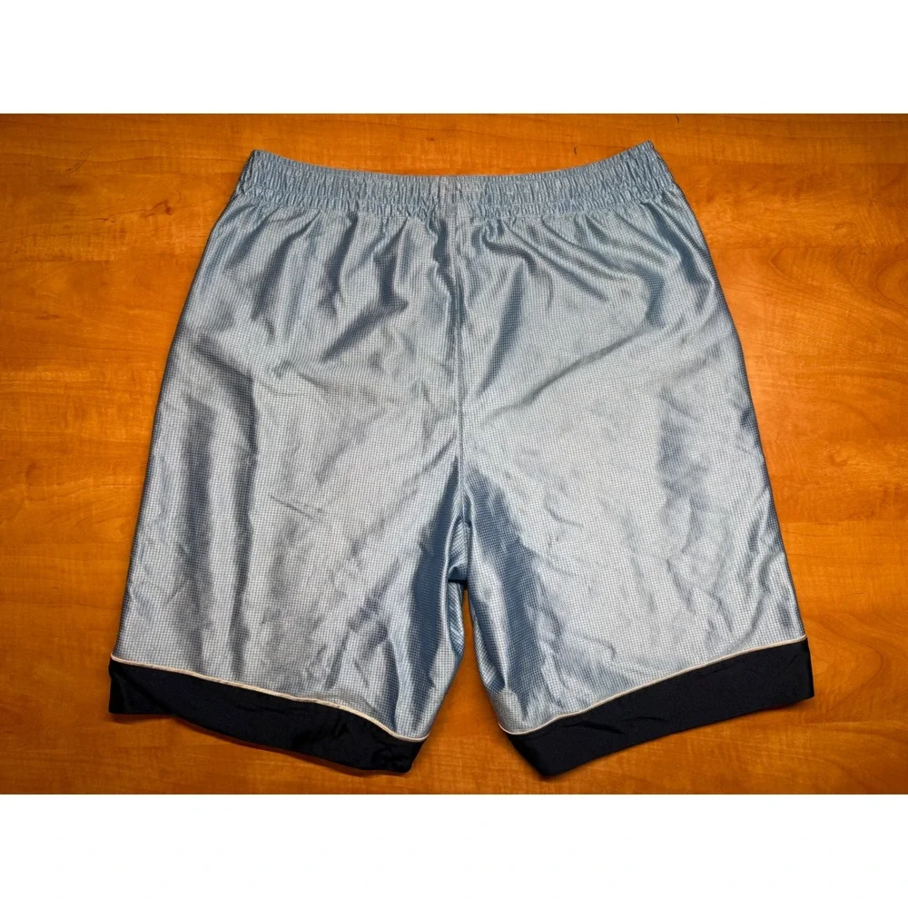 Y2K Nike Mens Basketball Shorts Light Blue Navy Trim Dazzle Athletic Size Large